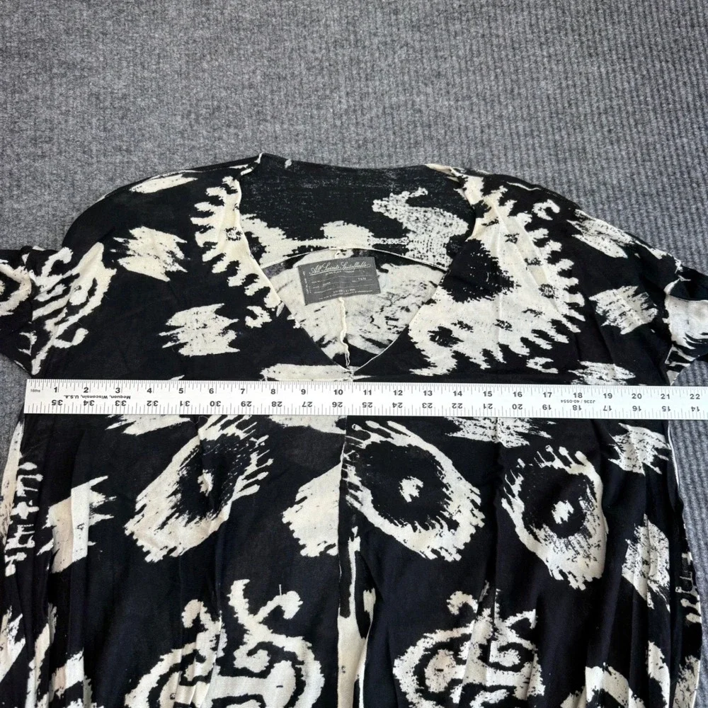 AllSaints Spitalfields Oversized Draped‎ Top Womens 10 Black White Grunge